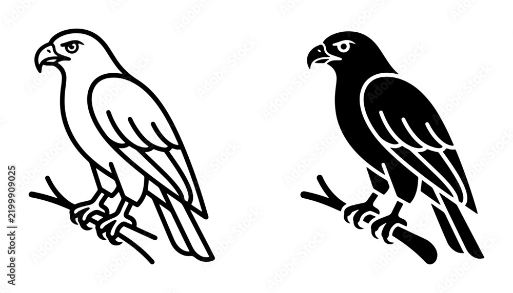 Fototapeta premium Bold Eagle Vector Icons, Majestic Bird Silhouette, Powerful Raptor Emblem, Graphic Design Elements for Wildlife and Nature Themes