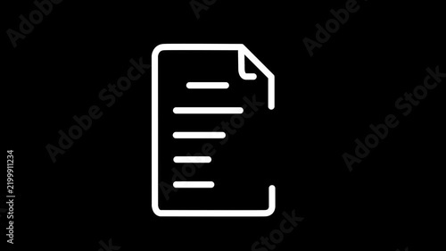 File error line animation. Animated document and exclamation icon. Data corruption. Digital issue. Black illustration on white background. HD video with alpha channel.4k Motion graphic