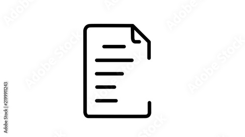 File error line animation. Animated document and exclamation icon. Data corruption. Digital issue. Black illustration on white background. HD video with alpha channel.4k Motion graphic