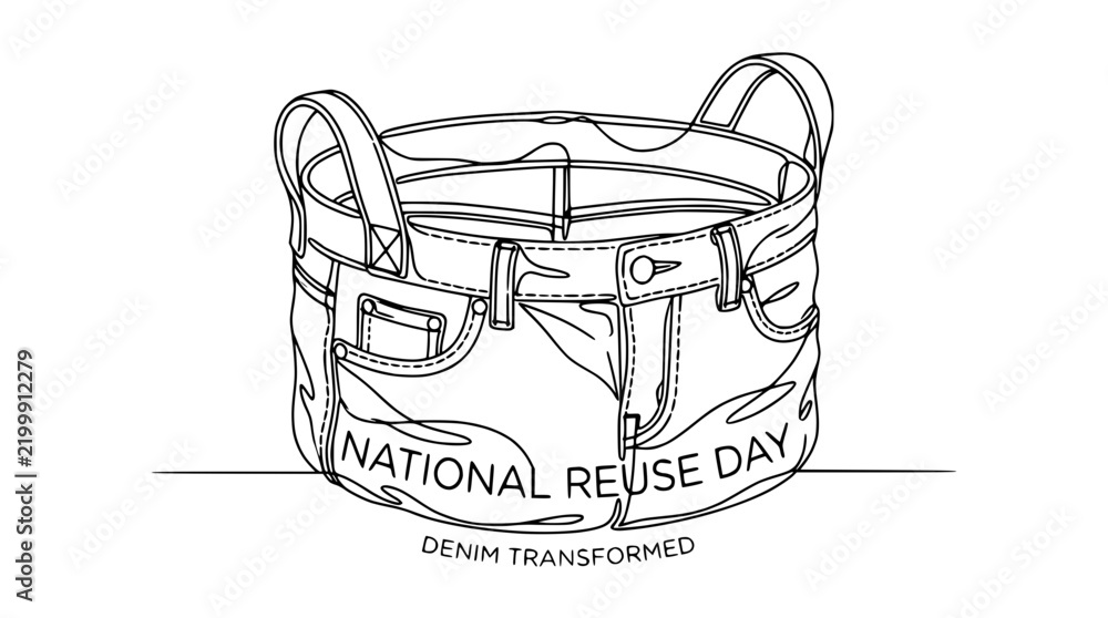 Obraz premium Denim Jeans Transformed into Basket for Reuse Day, Isolated