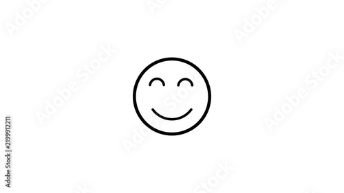 Minimalist Black Line Happy Smiley Face Emoji Icon Isolated on White Background