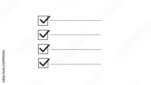 Minimalist Checklist Icon with Checked Box Marks and Dotted Lines Isolated on White Background...