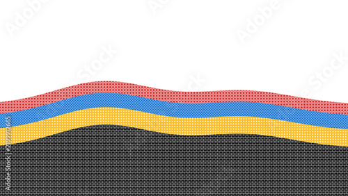 Bauhaus Abstract Frame with Curved Top, Layered diamonds, scales, dots Patterns, Abstract-Themed Color Palette, on Transparent background