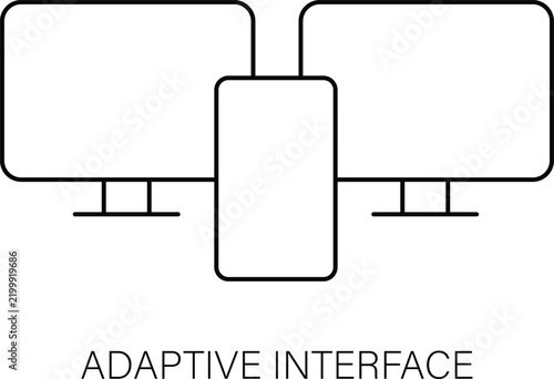 Adaptive interface accessibility outline icon for responsive digital design screen customization inclusive technology user experience and assistive navigation isolated on transparent background.