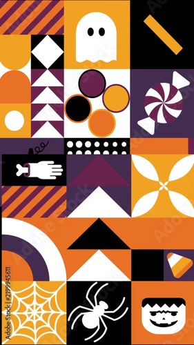 Vertical Halloween Geometric Pattern Animation with Abstract Decorative Elements