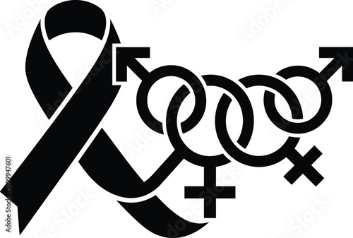 gender symbol awareness ribbon vector illustration representing equality and diversity