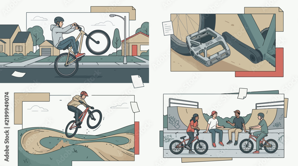 Obraz premium Urban Freeride and Mountain Biking Lifestyle Illustration