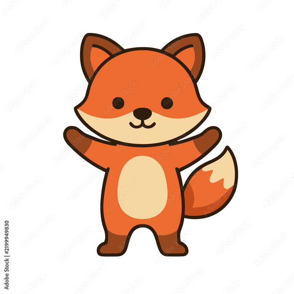 Fototapeta premium Cute cartoon fox waving