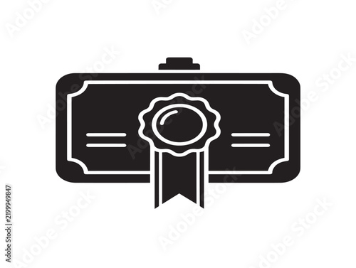 Certification badge with ribbon and award emblem for achievement recognition in corporate training