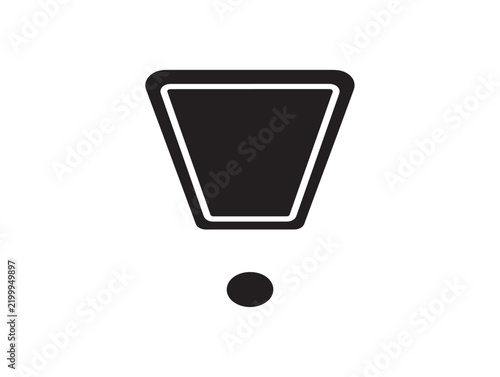 Minimalist downward-pointing arrow badge icon with centered dot indicator for user interface design