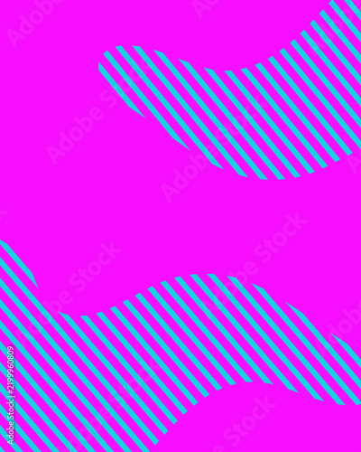 Vibrant Magenta Abstract Background with Cyan Striped Wave Pattern