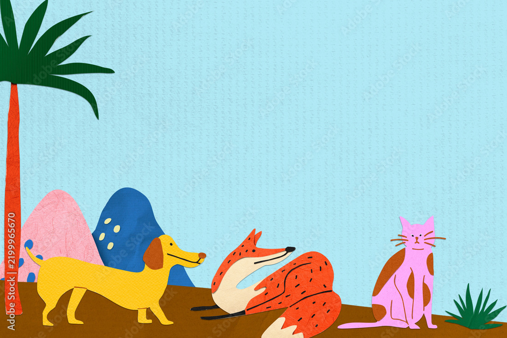 Fototapeta premium Cute paper animals background design
