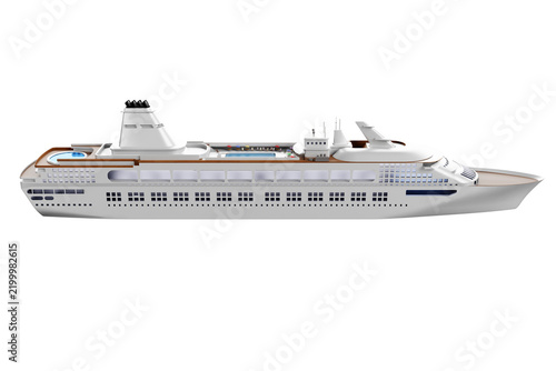 Illustrazione PNG con sfondo trasparente di una nave da crociera moderna, dettagliata e pulita, ideale per progetti di viaggio, turismo, trasporti marittimi, brochure e contenuti editoriali.