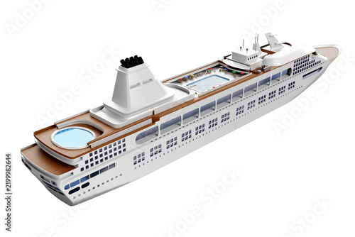 Illustrazione PNG con sfondo trasparente di una nave da crociera moderna con ponti, piscine e aree relax. Ideale per progetti di viaggio, turismo, trasporti marittimi, brochure e contenuti editoriali.