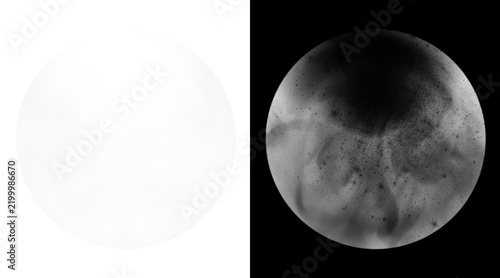 Принти на полотні Abstract spherical texture map set, monochrome circular alpha mask and displacem