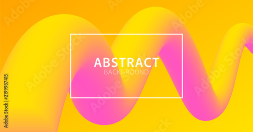Abstract background with 3d fluid dynamic shape. Gradient wavy 3d ribbon. Creative vector illustration.