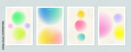 Abstract Gradient Poster Set with Colorful Pastel Circles and Soft Blurred Shapes. Minimal Abstract Poster Set with Colorful Gradient Circles and Soft Pastel Shapes.