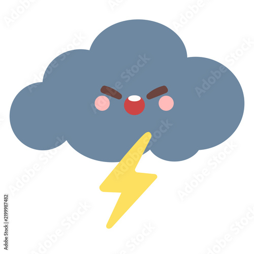 Cute thunderstorm lightning cloud illustration