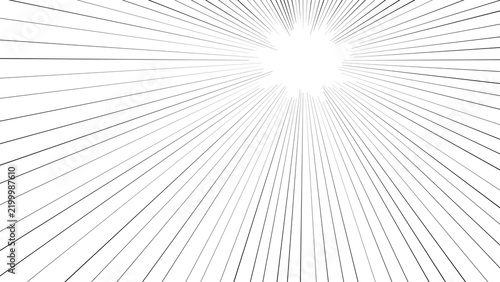 Manga speed lines background, explosive sunburst effect with radial rays, comic book action zoom lines, monochrome motion blur texture