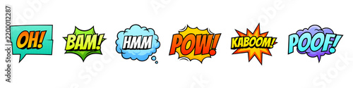 Bild auf Leinwand Bubble effect with comic sound pow and cartoon pop art style