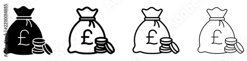Pound sterling money bag solid glyph icon
