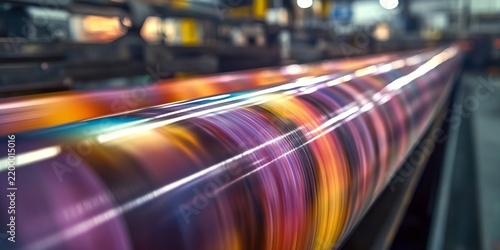 Large Format Digital Printing Press Rollers Processing Vibrant Colorful Graphics In Print Factory