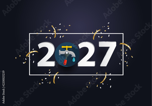 Happy new year 2027 Year 2027 with plumbing icon
