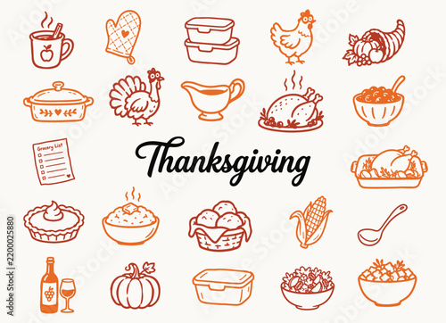 Thanksgiving Cooking and Dinner illustration Collection