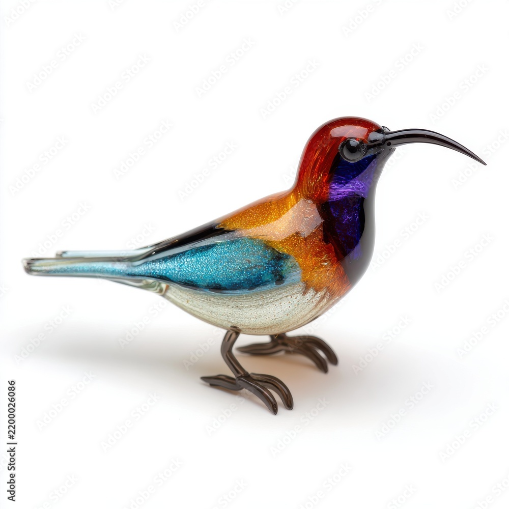 Obraz premium Sparkling Colorful Glass Hummingbird Figurine Isolated On Clean White Background For Decor