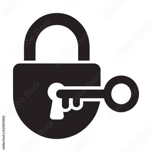 Black padlock with a key symbol for security and access.