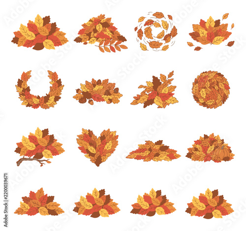 Set of Autumn Leaves Collections and Seasonal Designs
