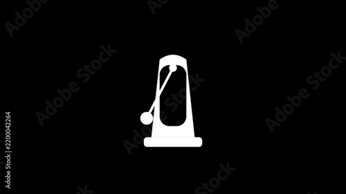White metronome icons swinging on a black background