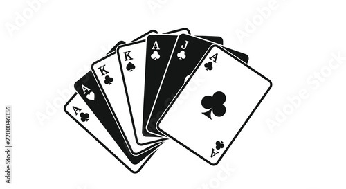 Playing Cards Silhouette On White Background Spades And Clubs Suit