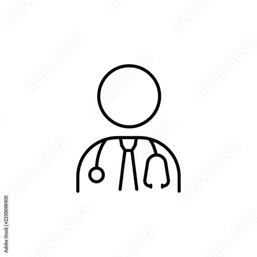 Minimalist line icon depicting a doctor with a stethoscope physician healthcare medicine