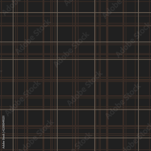 Dark charcoal black and beige plaid seamless pattern background