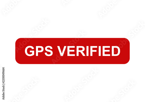 Red gps verified badge with white text