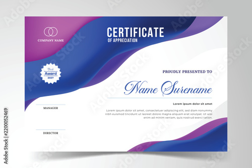 Modern Business Award Certificate design