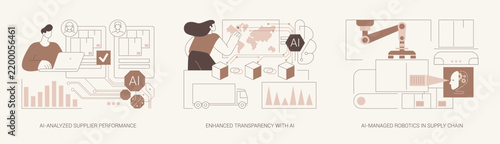 AI-driven Supply Chain abstract concept vector illustrations.