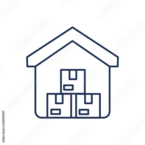 Warehouse and Home Storage Line Icon for Logistics and Delivery