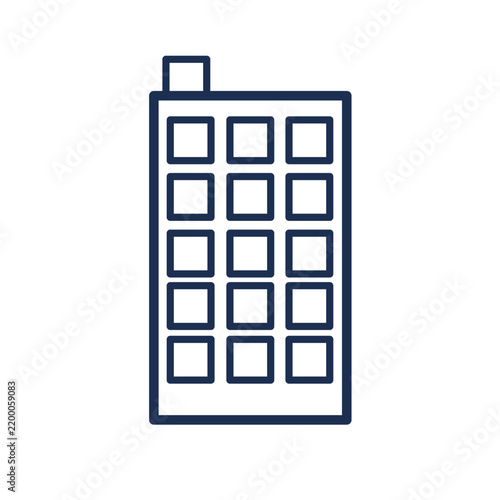 Blue Minimalist Building Line Icon for Real Estate and Architecture