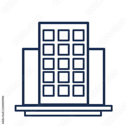 Minimalist Blue Line Art Skyscraper Building and Office Icon