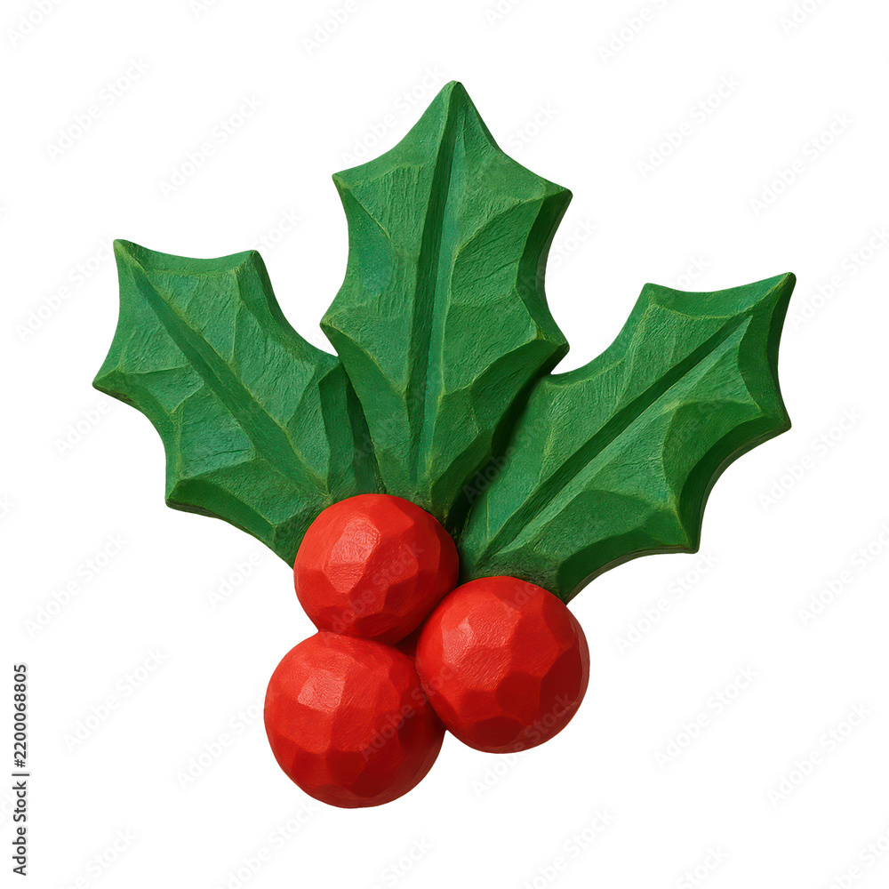 Obraz premium PNG Festive holly leaves and berries