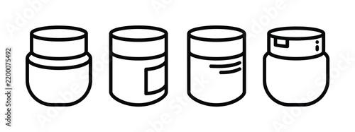 Set of four minimalist cosmetic cream jar line
