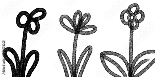 A collection of hand-drawn floral illustrations in a grunge style.