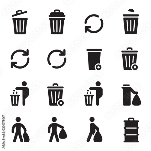 set of black and white icons