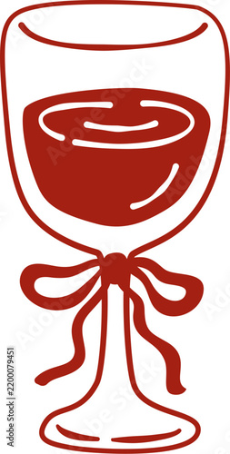 aesthetic wine glass with bow ribbon 