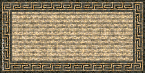 Greek mosaic frame vector. Ancient meander border tile background.