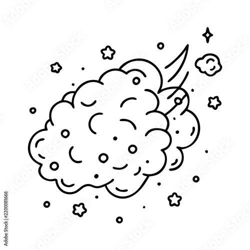 Dreamy cloud with starry background illustration - Whimsical vector cloud illustration featuring stars, perfect for dreamy or creative projects.