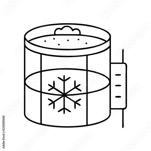 Fridge with snowflakes and cold air icon - Minimalist vector icon of a fridge releasing snowflakes and cold air in a simple style