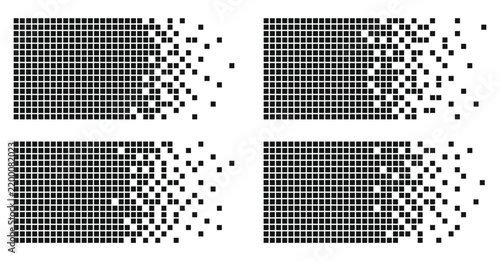 Pixel dispersion effect illustration showcasing pixel, grid, square, matrix, scatter, particle, abstract, design, and vector